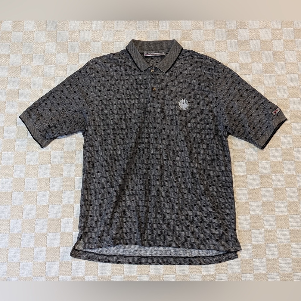 Slazenger Dark Gray Patterned Polo Butler National Golf Shirt Size Large